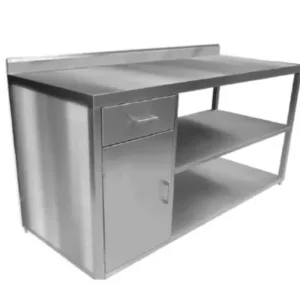 Gabinete con respaldo, puerta, cajón y entrepaño