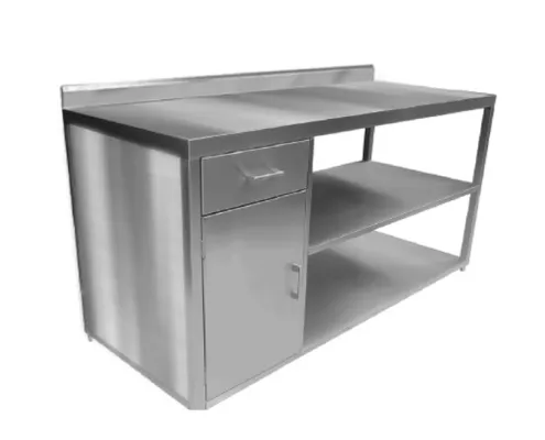 Gabinete con respaldo, puerta, cajón y entrepaño