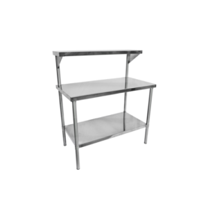 Mesa de acero inoxidable con repisa