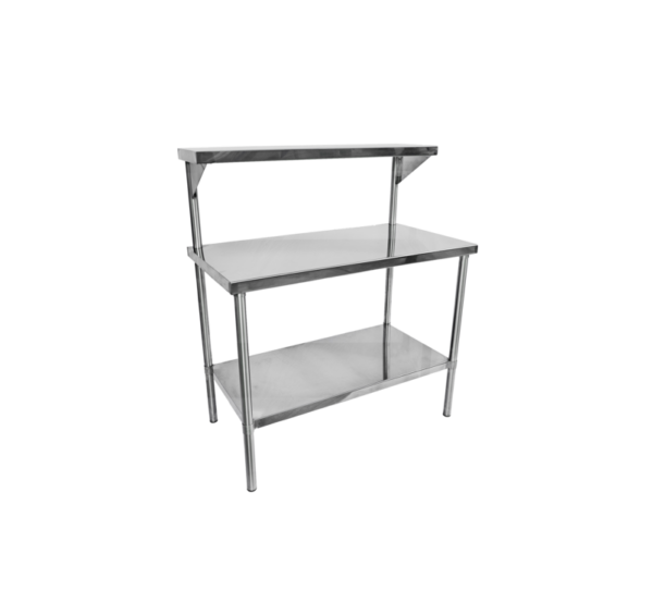 Mesa de acero inoxidable con repisa